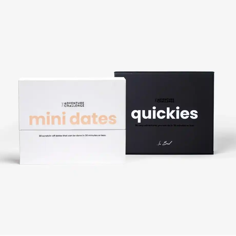 "Adventure Challenge Mini Date Quickies" – a fun and spontaneous date night game for couples, perfect for incorporating into your alphabet dating routine.