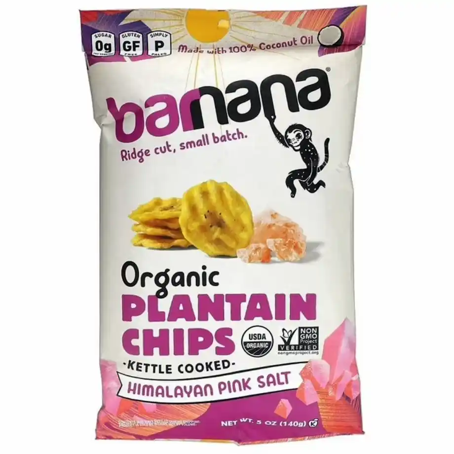 Organic plantain chips, a crispy and naturally sweet snack for kids, offering a healthier alternative to traditional chips with a good source of fiber and potassium.