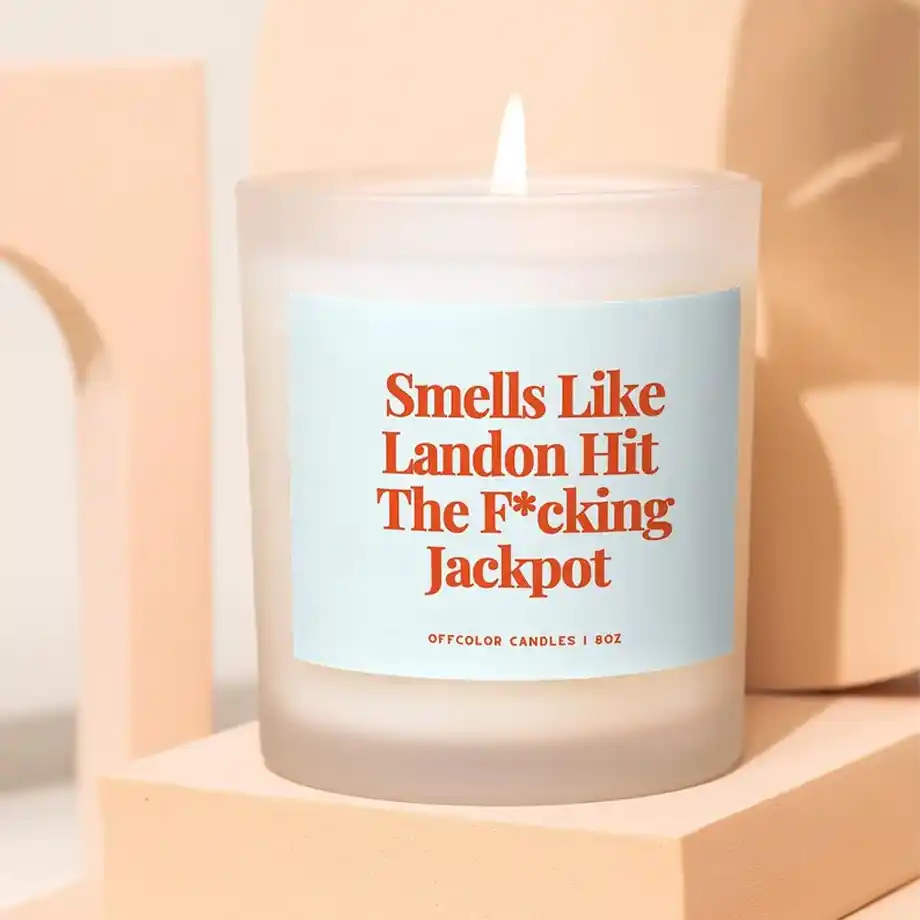 A humorous engagement candle with a witty message, making it a fun and memorable engagement gift idea. Perfect for couples who love a good laugh!