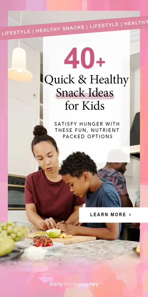 Family preparing healthy snacks for kids, cutting apples and assembling quick and healthy options with fruit and vegetables.