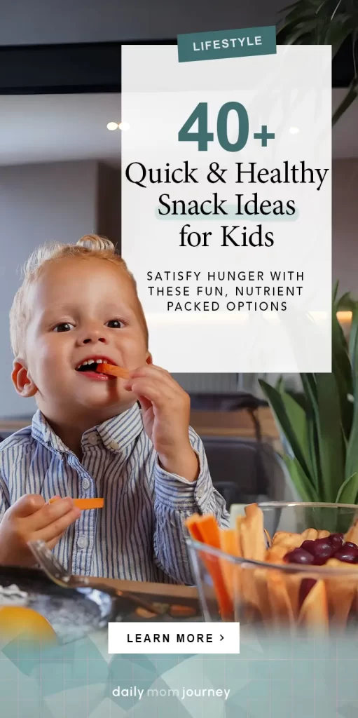 Toddler enjoying healthy snacks for kids, including carrots, grapes, and other easy finger foods that are nutritious and fun to eat.