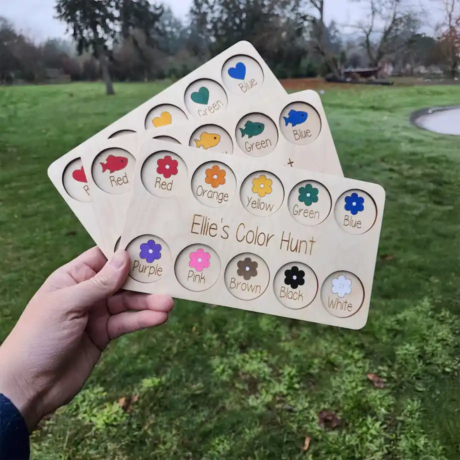 This Montessori-inspired color hunt board offers a fun and educational way for kids to explore colors through interactive indoor games. Perfect for scavenger hunts and hands-on learning at home.