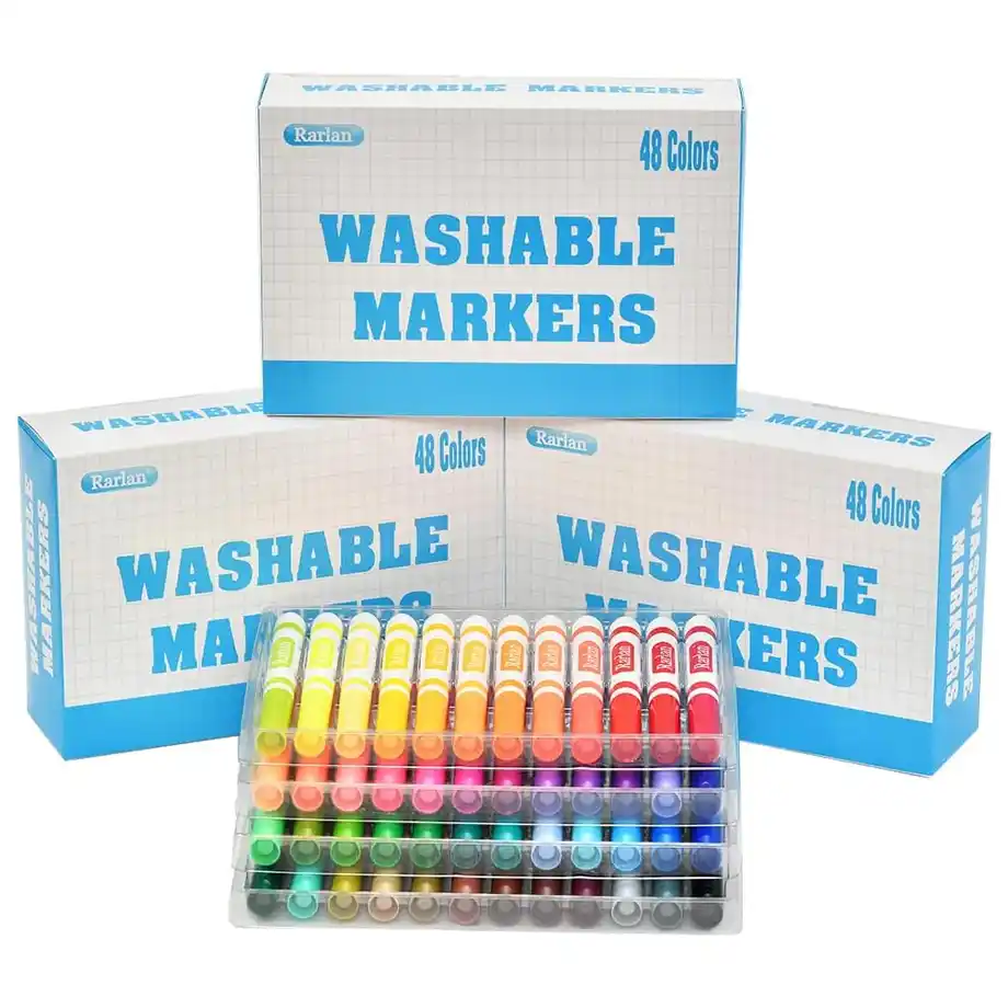 A set of 48 colorful washable markers, ideal for arts and crafts, DIY projects, and Indoor Games. These vibrant markers are perfect for drawing, designing game boards, and interactive playtime activities. Safe, non-toxic, and easy to clean for endless creative fun!