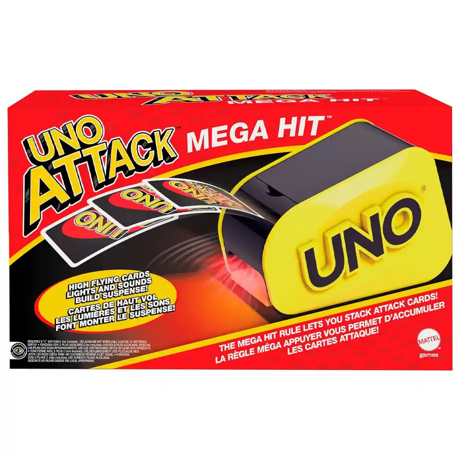 UNO Attack card game with an electronic card launcher, adding a fun and unpredictable twist to classic UNO. This fast-paced game is perfect for Indoor Games nights, bringing excitement and laughter to family and friends as players wait for the surprise card launch.