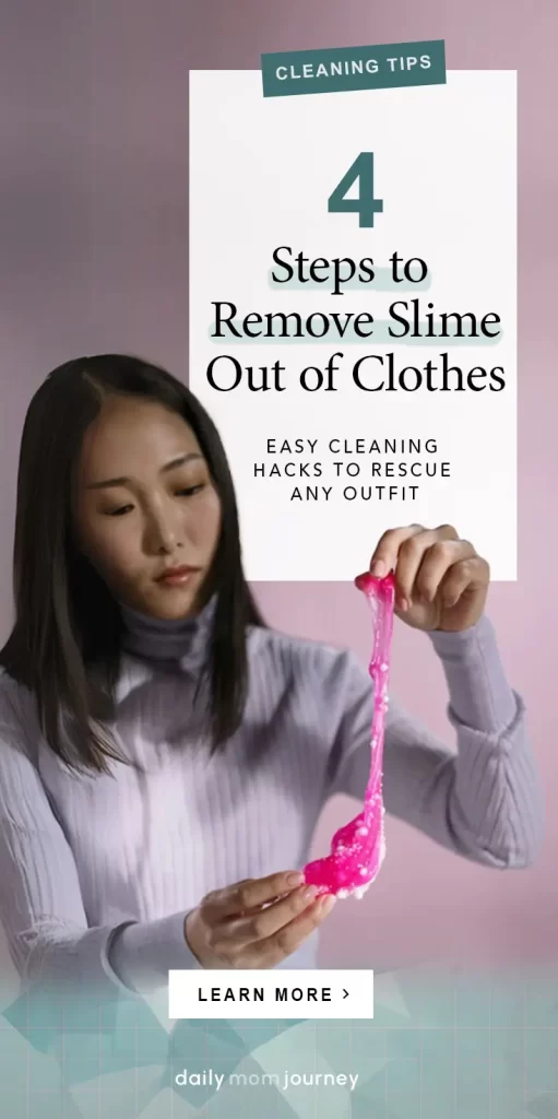 Step-by-Step Guide on How to Remove Slime Out of Clothes A woman in a lavender sweater stretches pink slime with both hands, illustrating the messiness that inspired this tutorial on how to remove slime out of clothes.