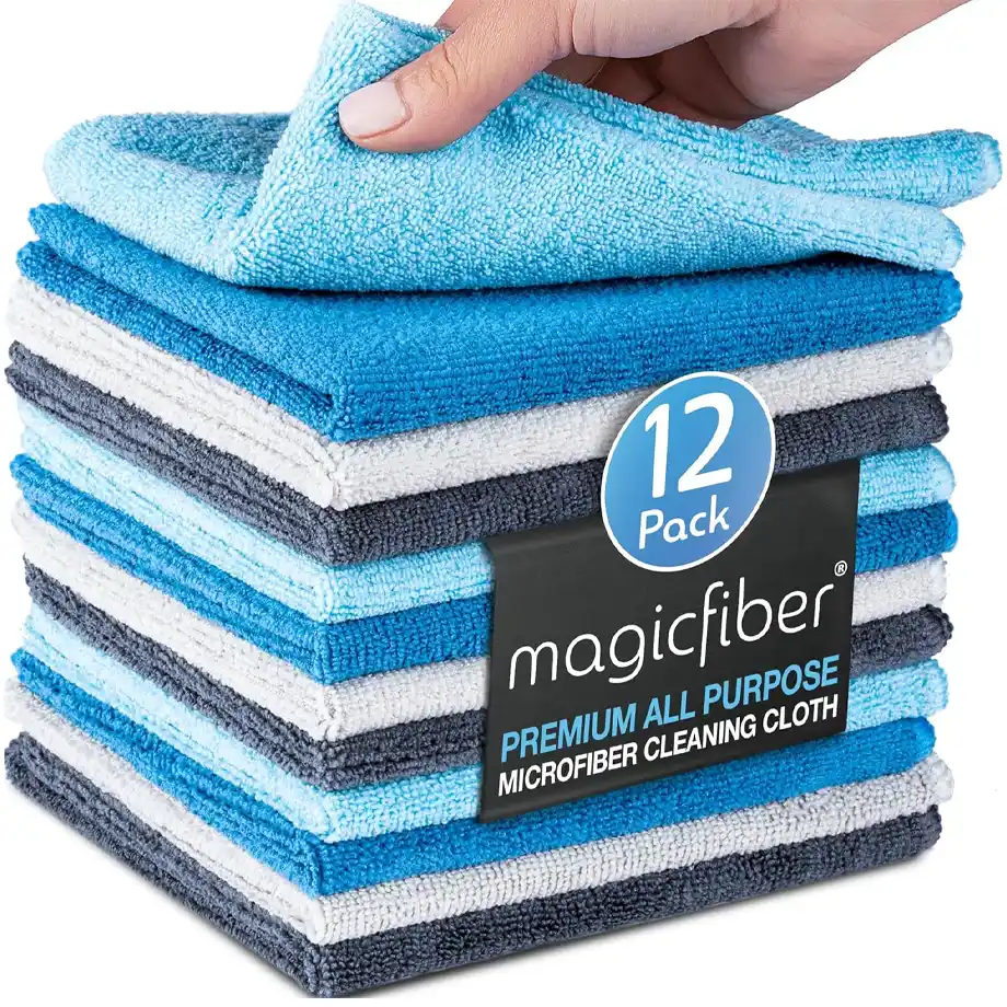 A colorful set of microfiber cleaning cloths, perfect for tackling sticky situations. These cloths are highly effective when you're figuring out how to get slime out of clothes quickly and gently.